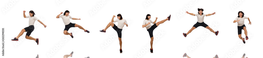Young man doing sports isolated on the white Young man doing sports isolated on the white