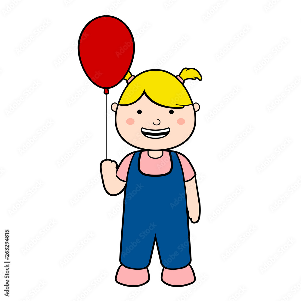 Happy girl with a red balloon. Vector illustration design Happy girl with a red balloon. Vector illustration design