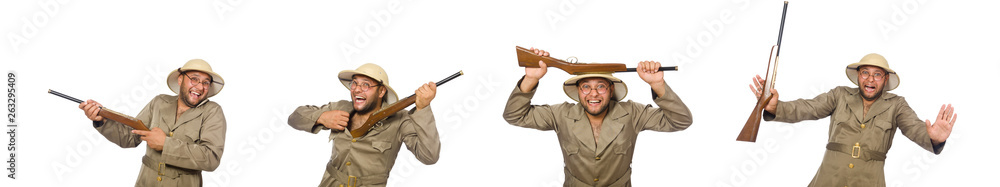 Safari hunter isolated on white Safari hunter isolated on white