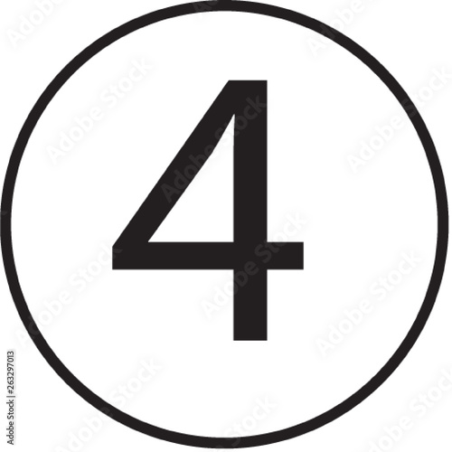 number four on white background