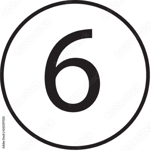number six on white background