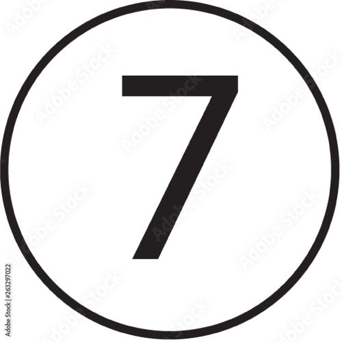 number seven on white background