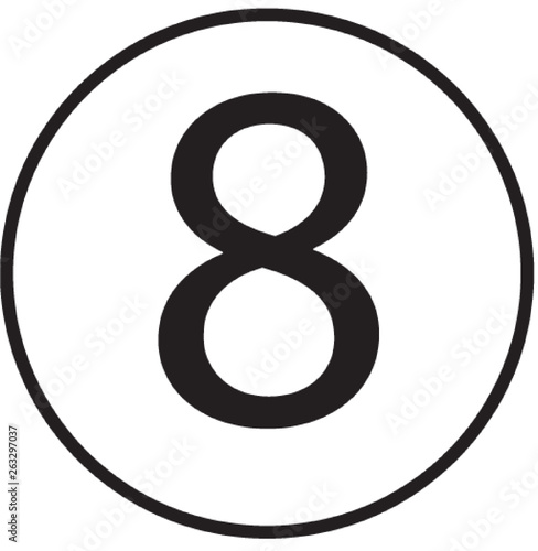 number eight on white background