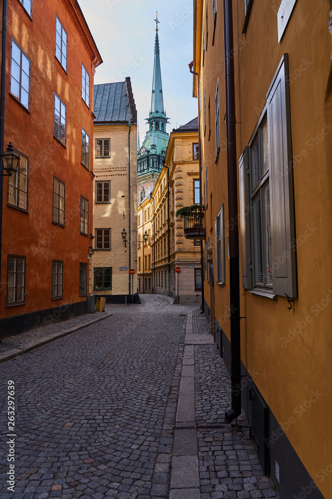  Street view in Gamla Stan the Old city of Stockholm.