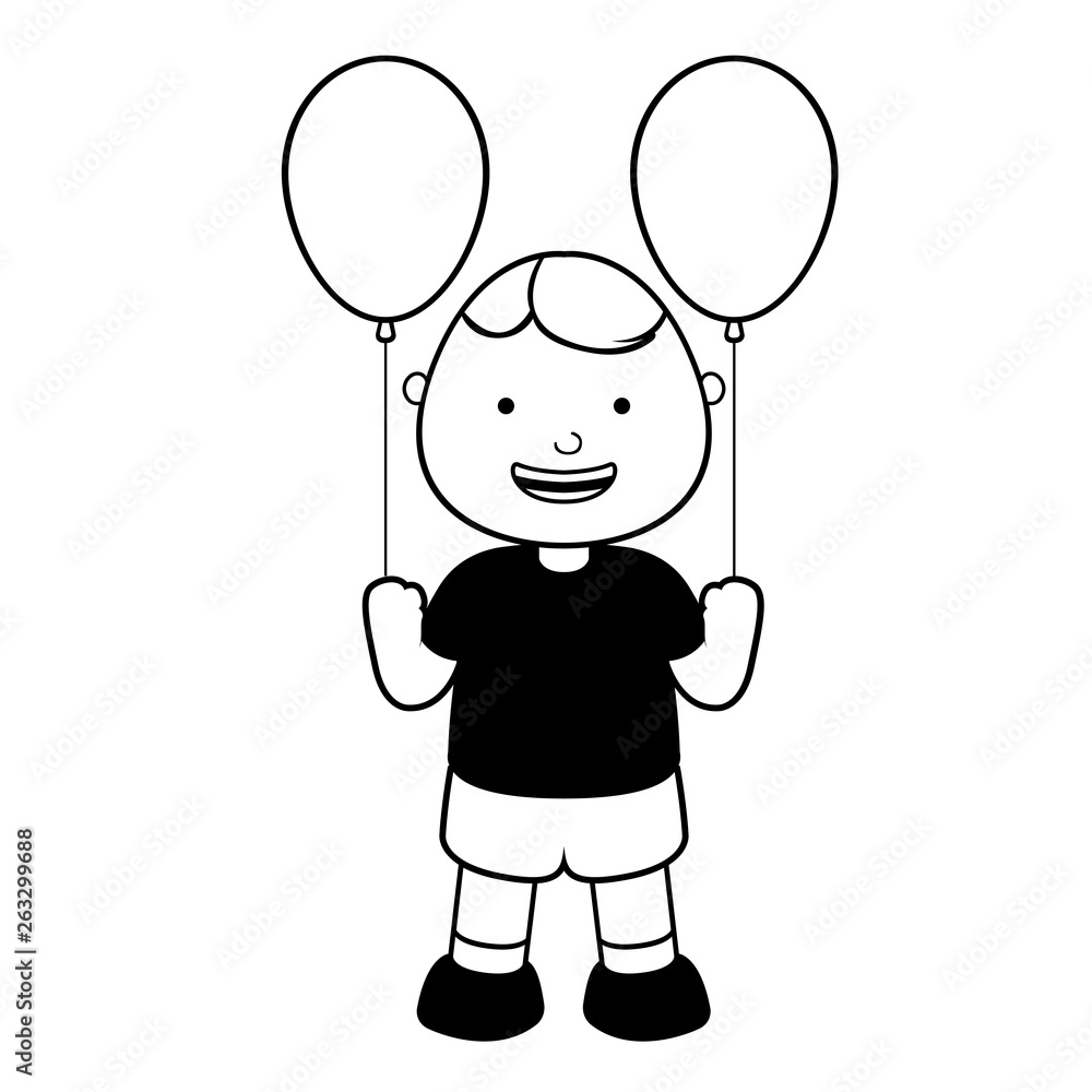 Happy boy with balloons icon. Vector illustration design Happy boy with balloons icon. Vector illustration design