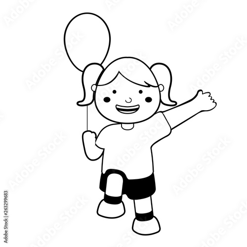 Happy girl with a balloon icon. Vector illustration design © laudiseno
