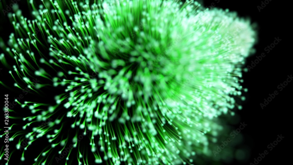 Fototapeta premium Abstract background of green particles shallow depth of field