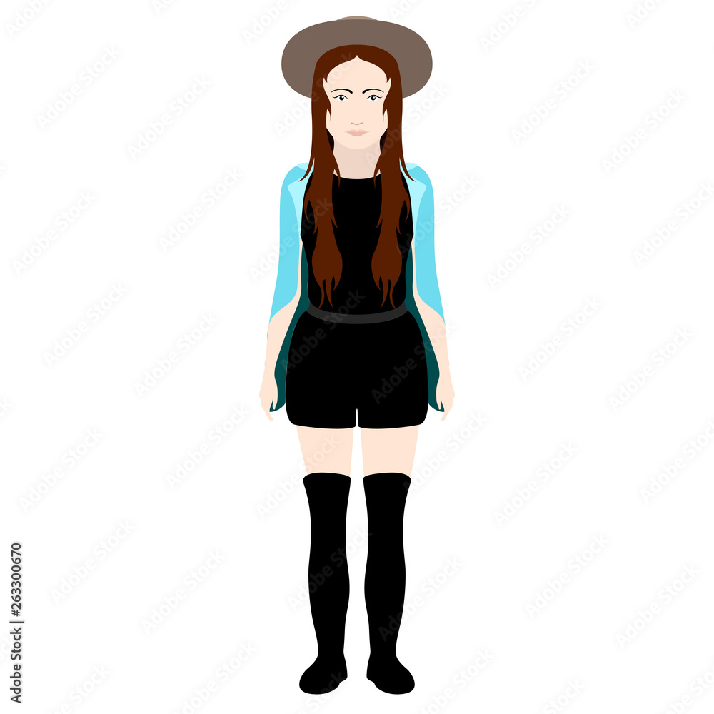 Isolated hipster girl with a hat. Vector illustration design Isolated hipster girl with a hat. Vector illustration design