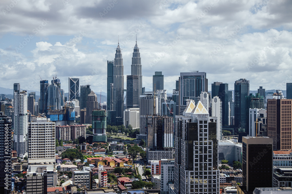 Fototapeta premium Kreatywne tło miasta Kuala Lumpur