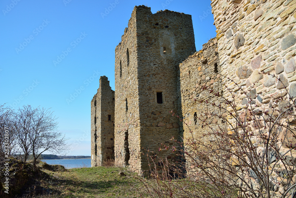 Ancient castle on the sea shore. Toolse, Estonia.