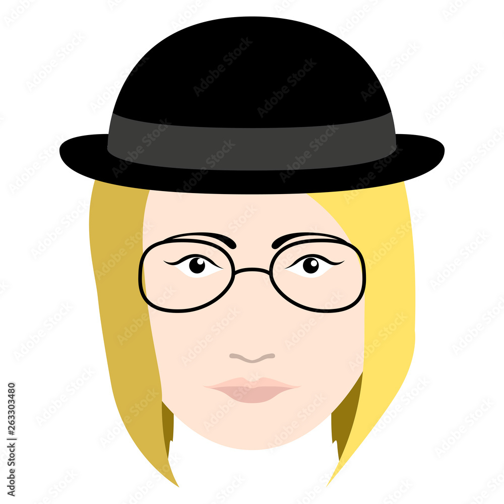 Hipster girl avatar with glasses and a hat. Vector illustration design