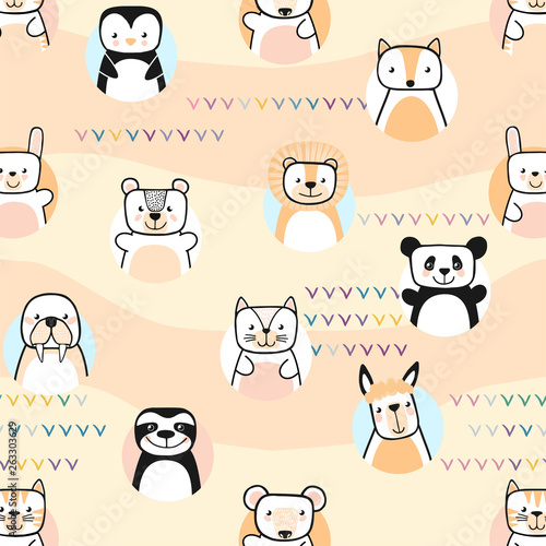 Set of cute animals. Cartoon characters. Vector.