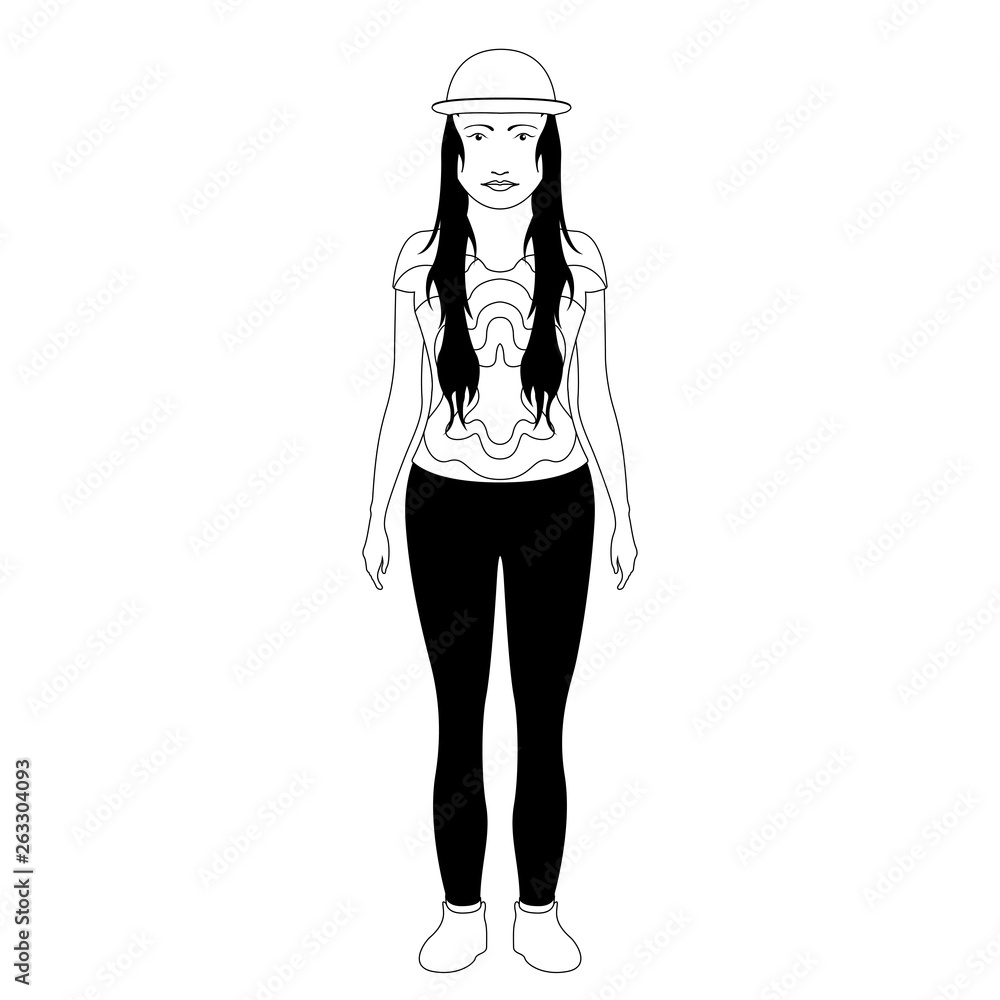 Isolated hipster girl with a hat. Vector illustration design Isolated hipster girl with a hat. Vector illustration design