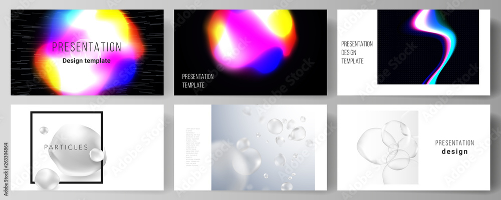 The vector layout of the presentation slides design business templates. SPA and healthcare design, sci-fi technology background. Abstract futuristic or medical consept backgrounds to choose from