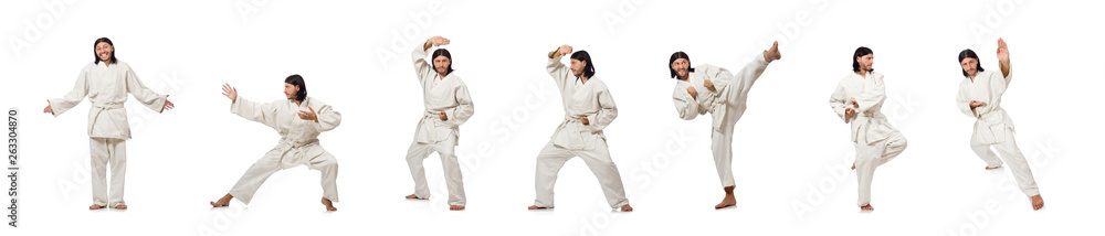 Karate fighter isolated on white Karate fighter isolated on white