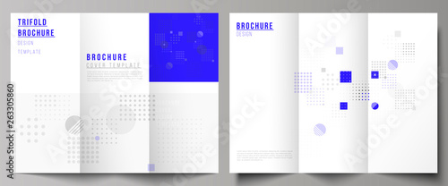 The minimal vector illustration of editable layouts. Modern creative covers design templates for trifold brochure or flyer. Abstract vector background with fluid geometric shapes.