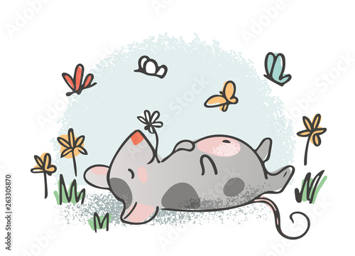 Cute hand drawn vector character.