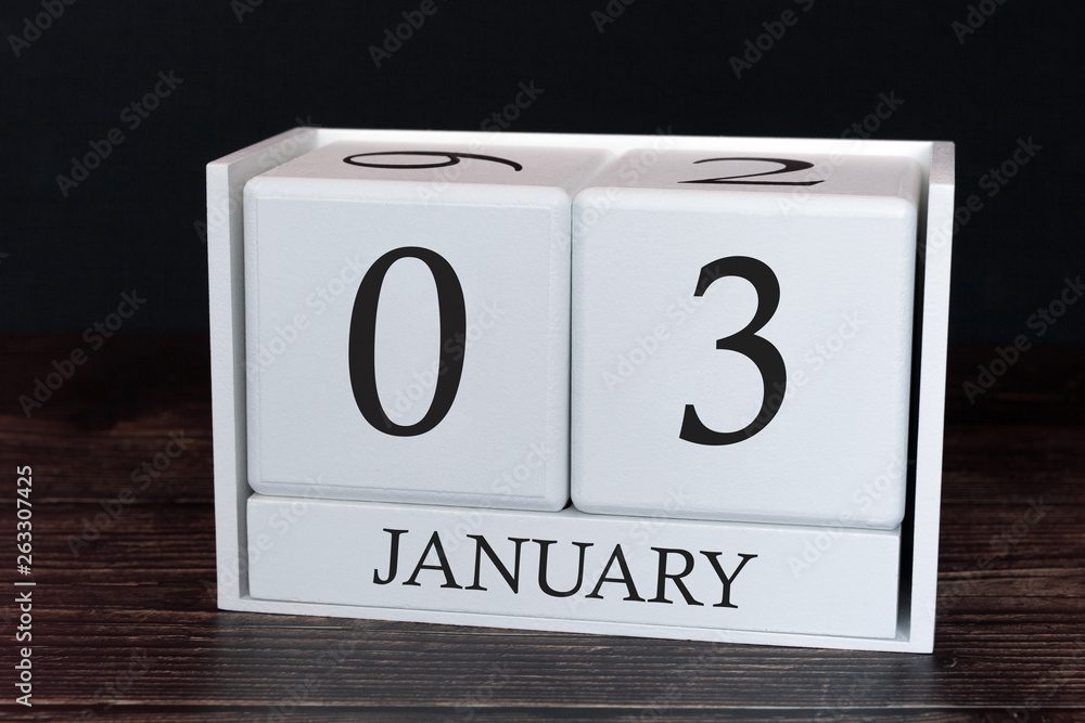 Business calendar for January, 3rd day of the month. Planner organizer date or events schedule concept. Business calendar for January, 3rd day of the month. Planner organizer date or events schedule concept.
