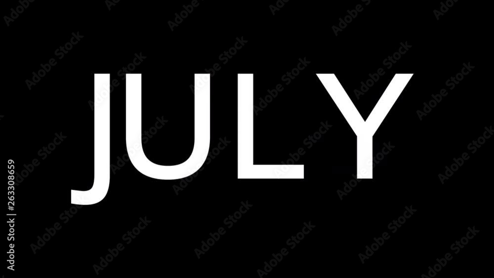 From the Glitch effect arises name of the month JULY. Then the TV turns off. Alpha channel Premultiplied - Matted with color black From the Glitch effect arises name of the month JULY. Then the TV turns off. Alpha channel Premultiplied - Matted with color black