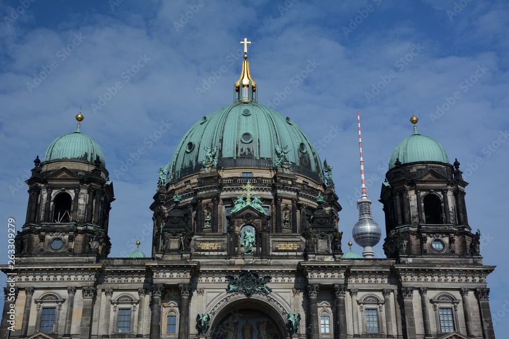 Berlin, Germany – April 9, 2015: Berlin Cathedral, Berliner Dom (Upper parish church and cathedral to Berlin) at the Lustgarten on Museum Island is an Evangelical church and dynastic tomb in Berlin