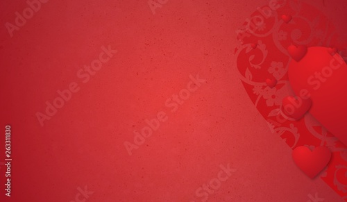 beautiful vintage red background with hearts for Valentine's Day