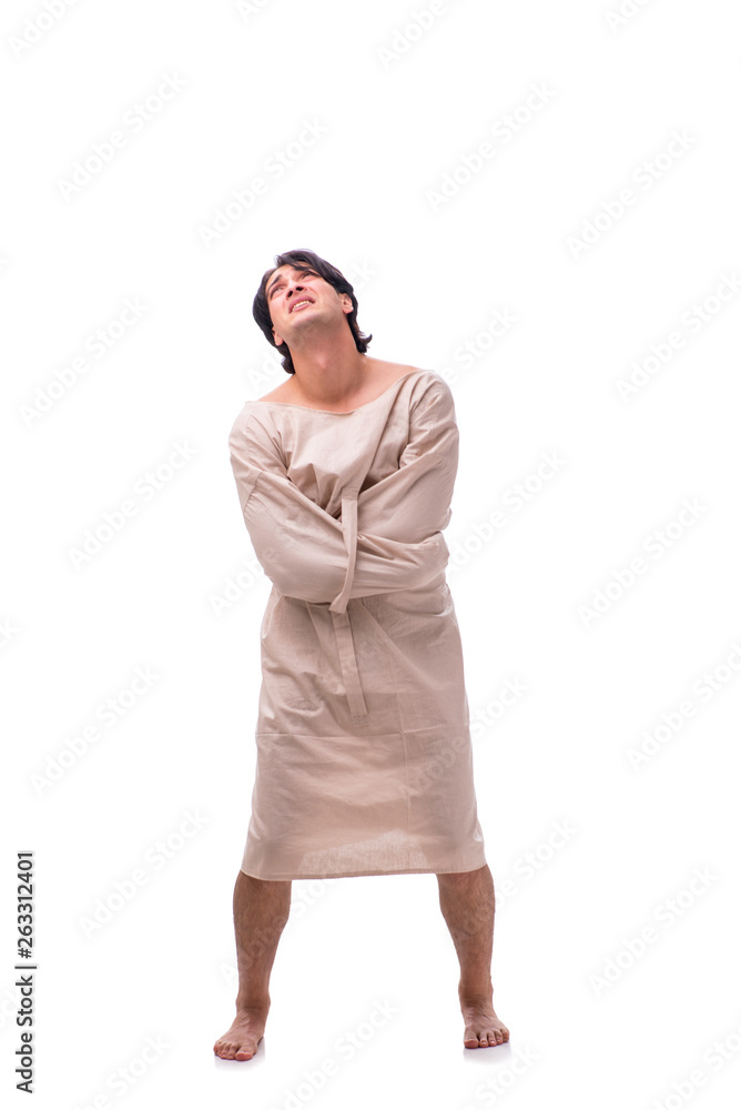 Fototapeta premium Young mad man isolated on white 