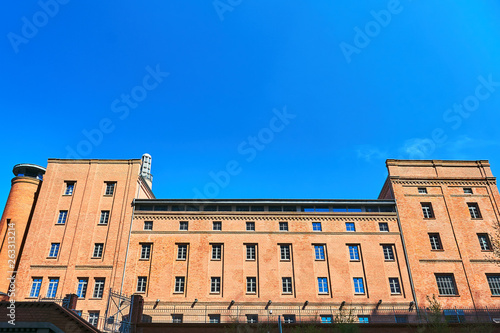 building of a renovated old brewery in the city of Poznan.