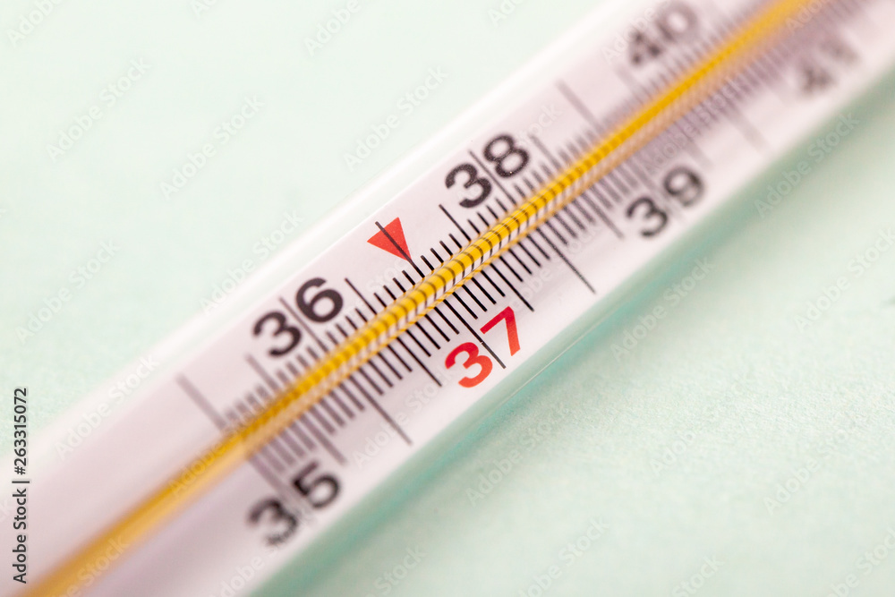 mercury thermometer isolated on white background, focus on 37 degree mercury thermometer isolated on white background, focus on 37 degree