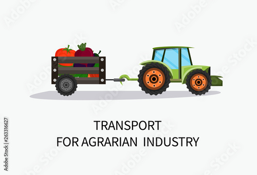 Banner Transport for Agrarian Industry Cartoon.
