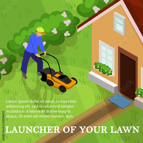 Vector Illustration Launcher of Your Lawn, Cartoon