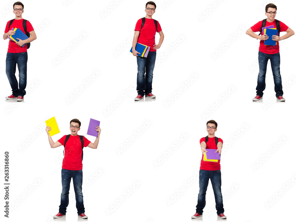 Young student with backpack isolated on white Young student with backpack isolated on white