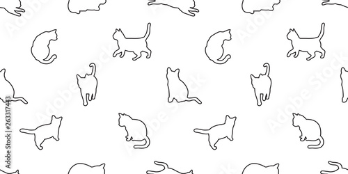 cat seamless pattern vector kitten calico pet repeat wallpaper scarf isolated tile background white