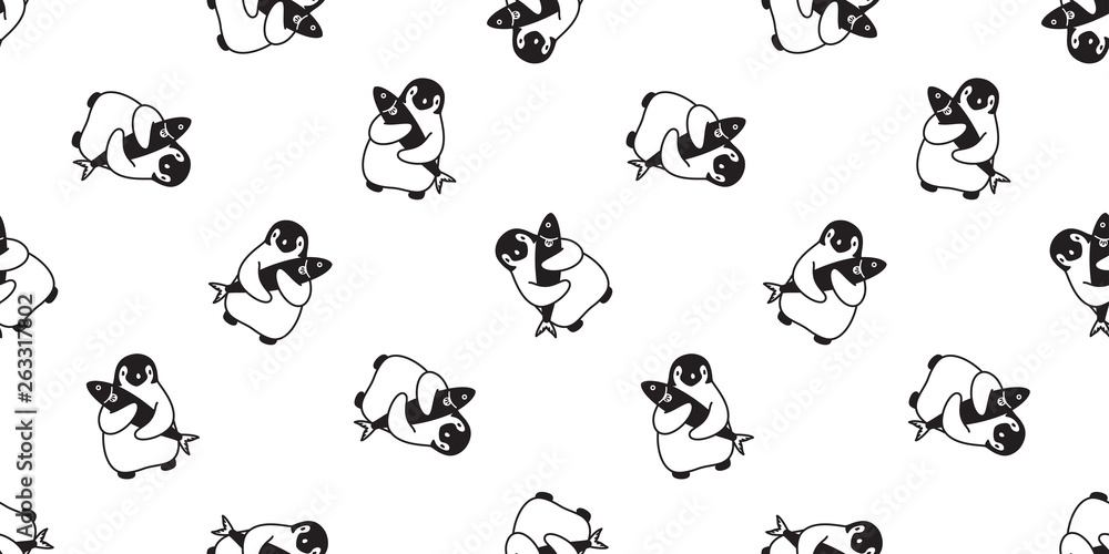 penguin Seamless pattern vector fish salmon cartoon tile background repeat wallpaper scarf isolated illustration doodle penguin Seamless pattern vector fish salmon cartoon tile background repeat wallpaper scarf isolated illustration doodle