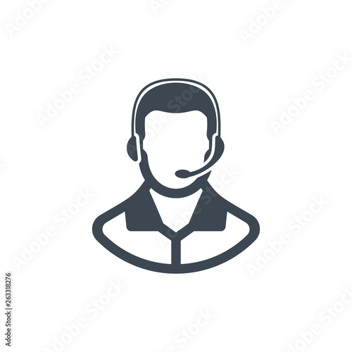 Customer support / customer service agent with headset or account manager flat vector icon for apps and websites