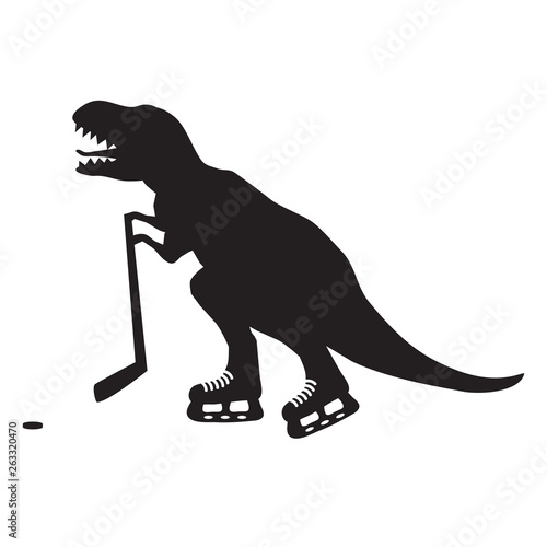 Dinosaur hockey player silhouette 