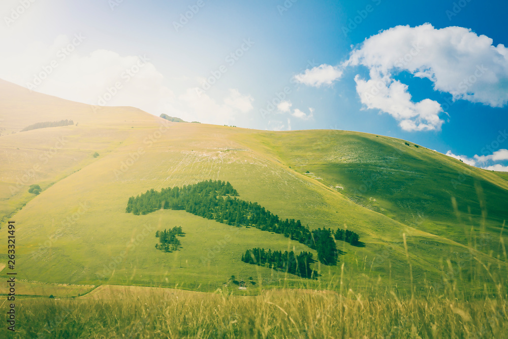 Fototapeta premium Castelluccio (Umbria - Italy) - Landscape of Pian Grande Sibillini Mountains