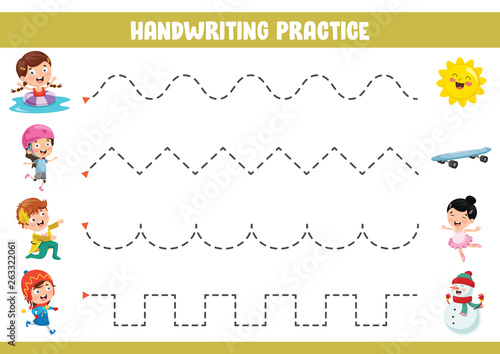 Vector Illustration Of Handwriting Exercise