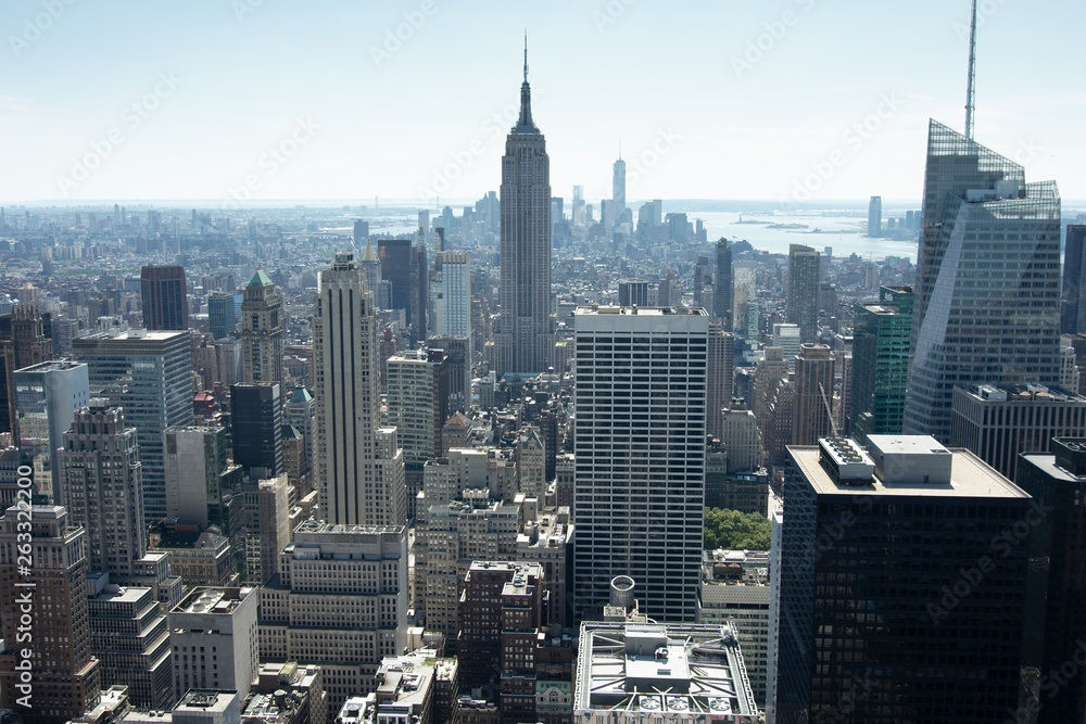 Fototapeta premium New York City, New York, USA - 2018: Panoramic view of the city skyline, including the Empire State building.