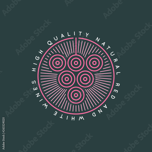 wine grape vintage logo on dark background
