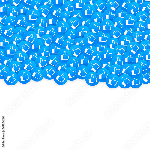 Like and heart icons for live stream video chat likes falling background vector design template. Social Network Like Thumb Up.