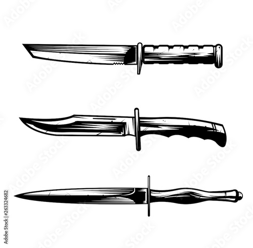 Army knives vector set