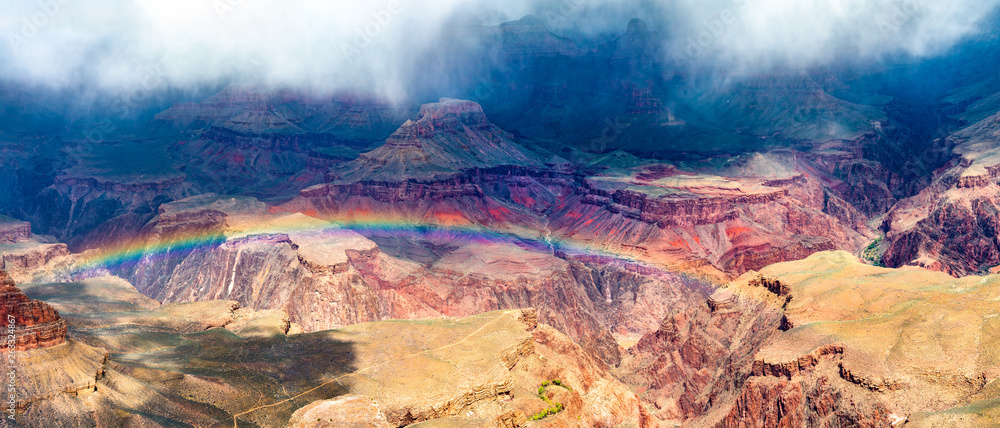 Rainbow over the Grand Canyon in Arizona, USA