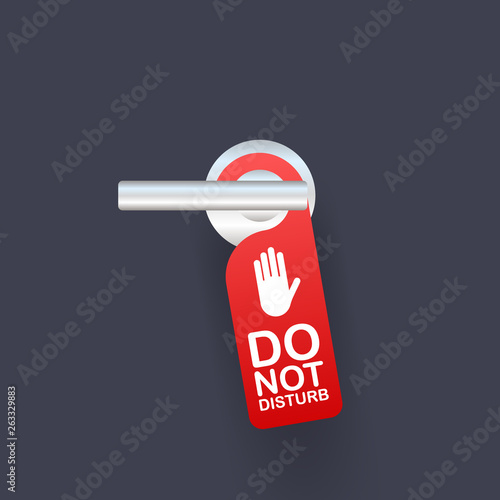 Room Service for Hotel Warning Message. Do Not Disturb Sign and Door Handle Design Concept. Vector illustration.