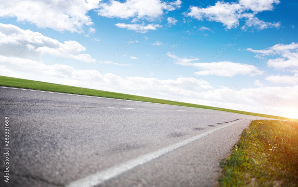 Panoramic road sunrise summer travel