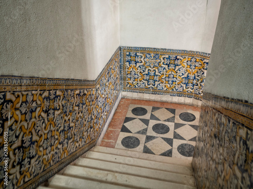 University of Coimbra Stairs with decorated tales -  Portugal