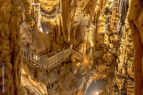 Stairs in Dripstone cave France photo