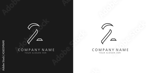 2 logo numbers modern black and white design