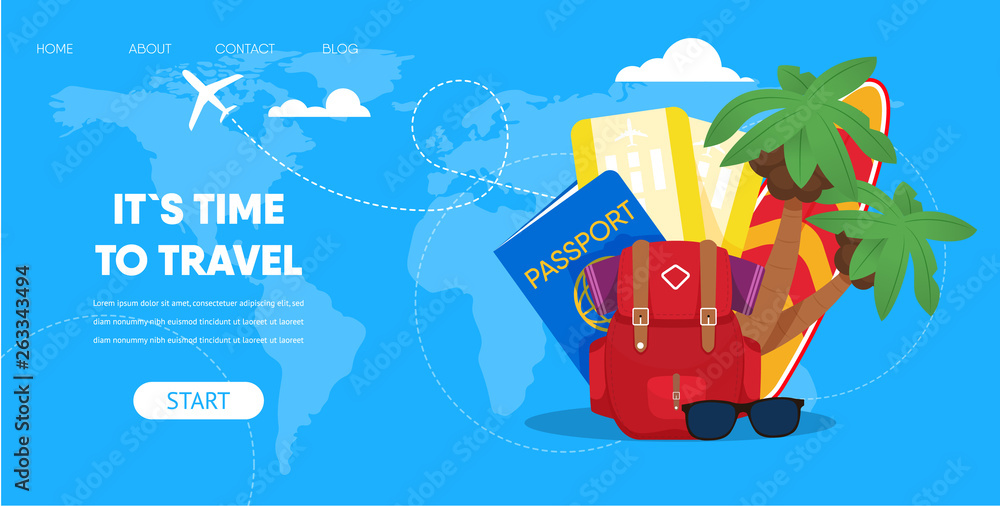 Fotografie Tourist Accessories Backpack Passport Plane Ticket