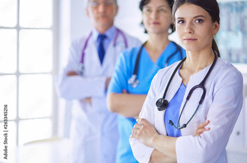 Group of doctors and nurses standing in the hospital Accident and Emergency department Group of doctors and nurses standing in the hospital Accident and Emergency department