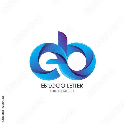 Initial Letter eb Linked Circle Lowercase Logo Blue Icon Design Template Element with gradient - Vector